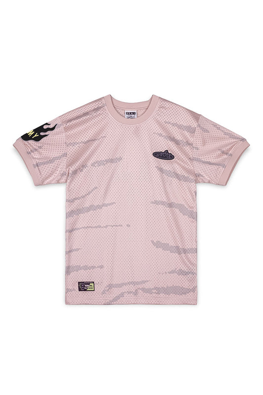 Cloven Tongues All Over Print Mesh Tee in Cream