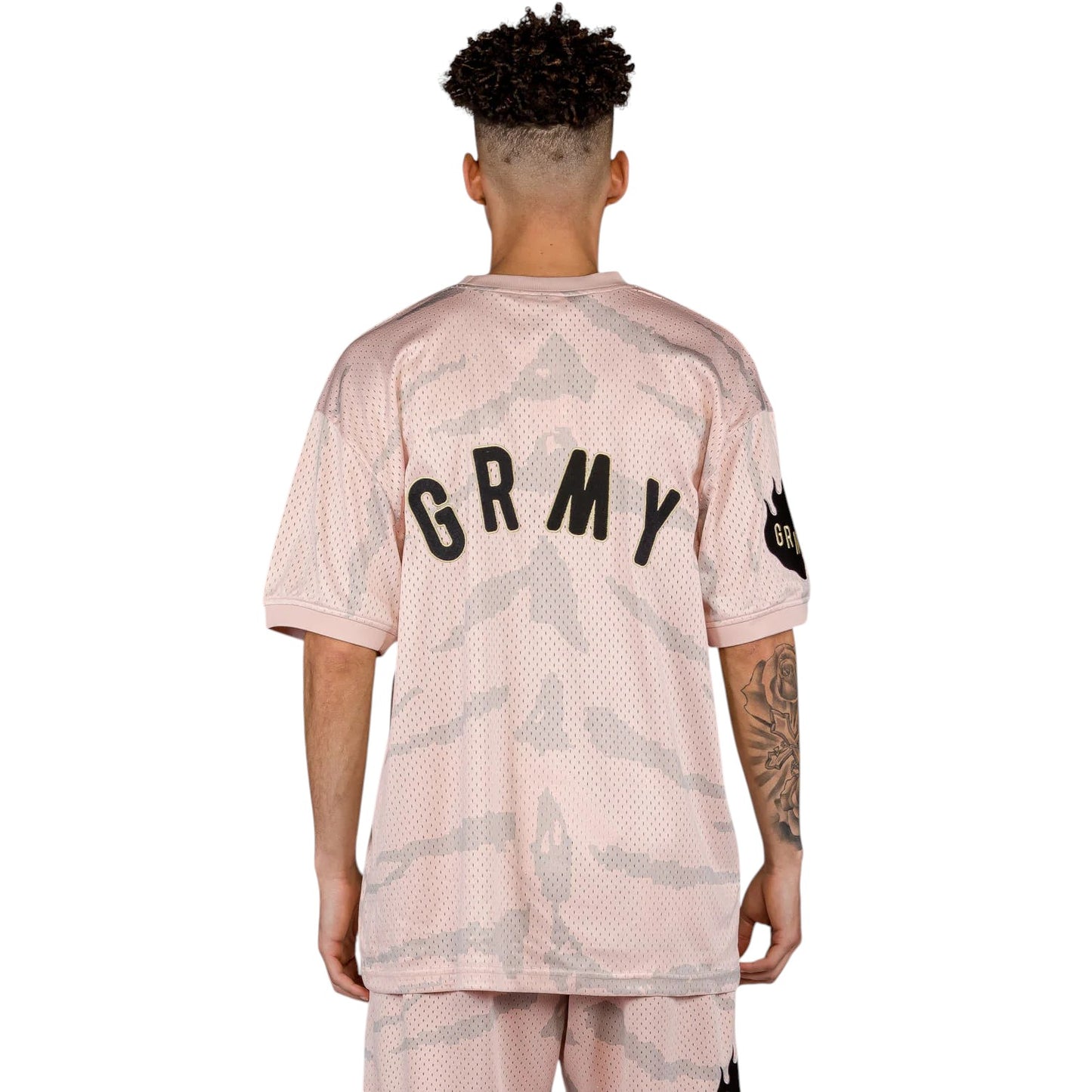 Cloven Tongues All Over Print Mesh Tee in Cream