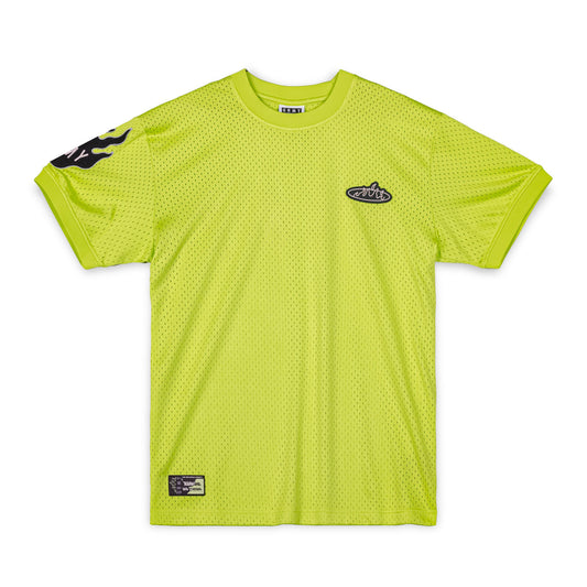Men Cloven Tongues Mesh Tee in Lime Green
