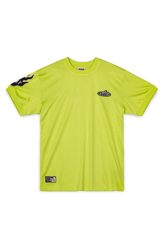Men Cloven Tongues Mesh Tee in Lime Green