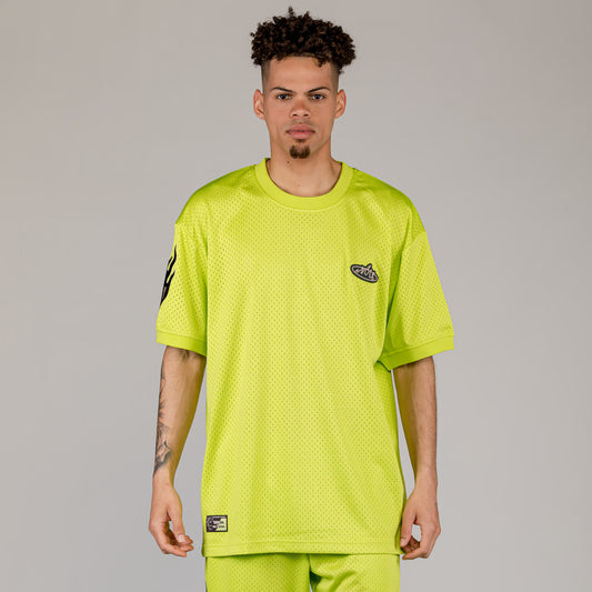 Men Cloven Tongues Mesh Tee in Lime Green