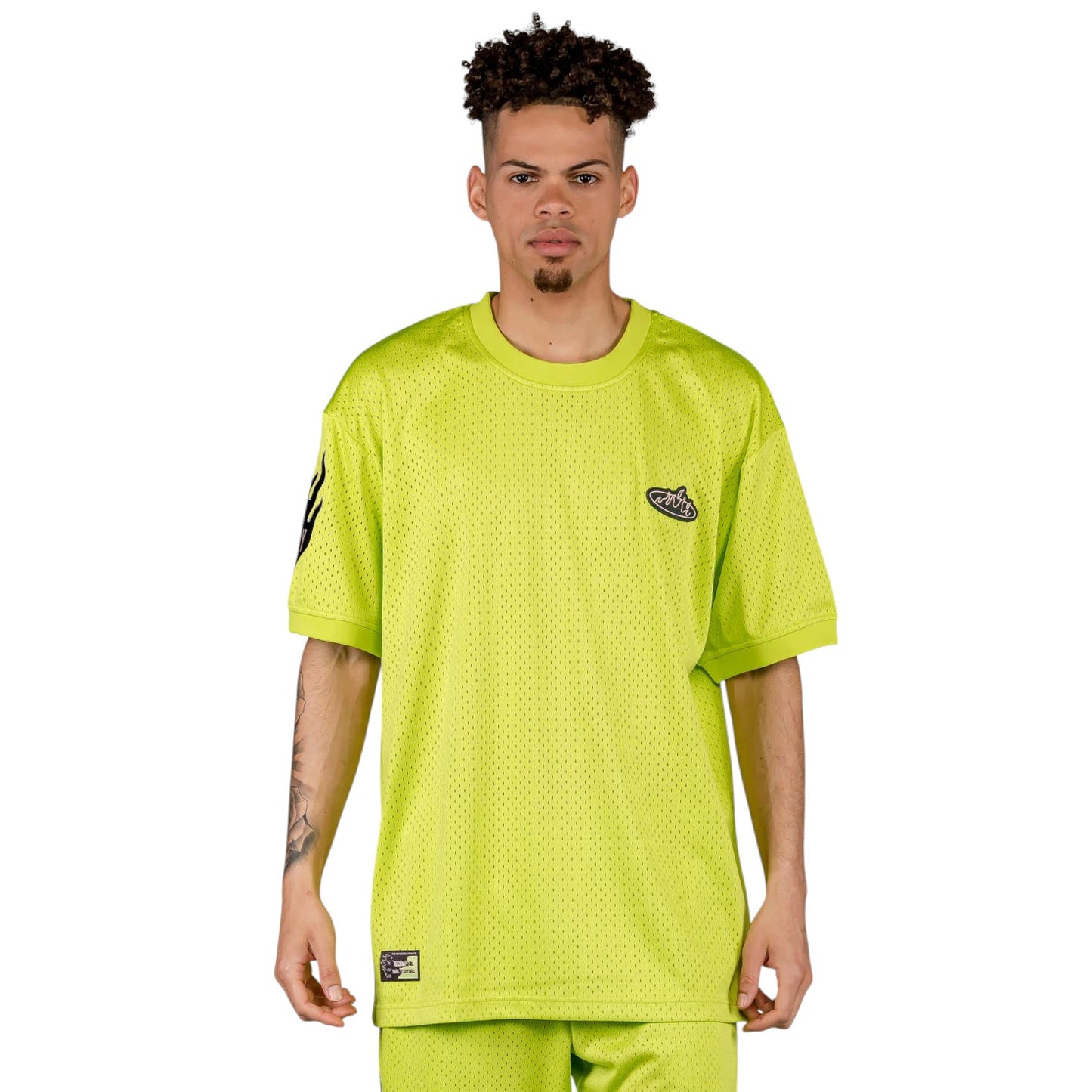 Men Cloven Tongues Mesh Tee in Lime Green