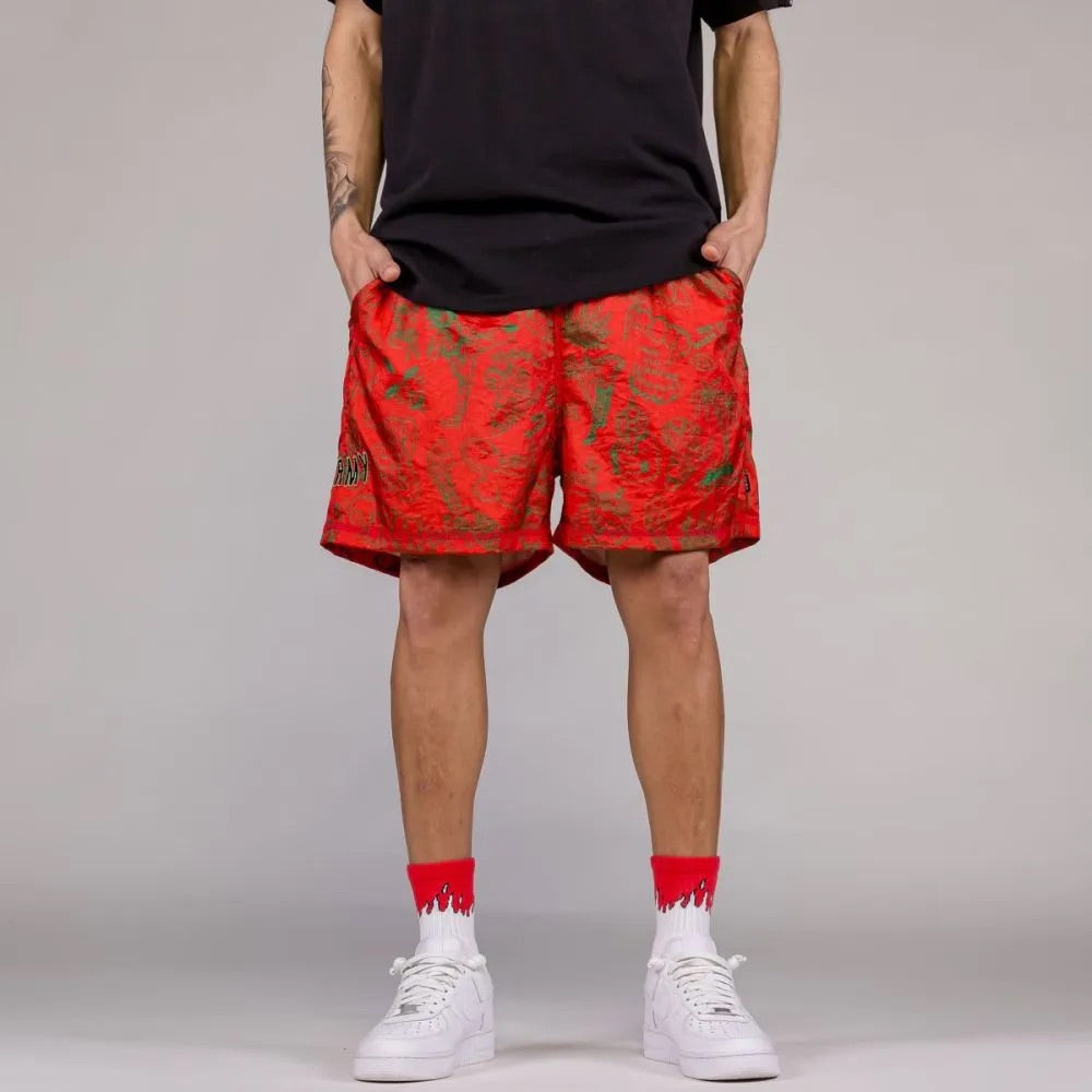 Men The Toughest Satin Shorts in Red