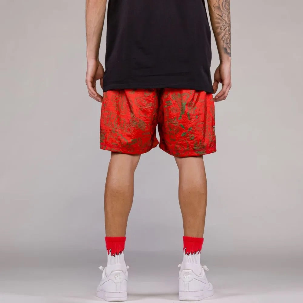 Men The Toughest Satin Shorts in Red