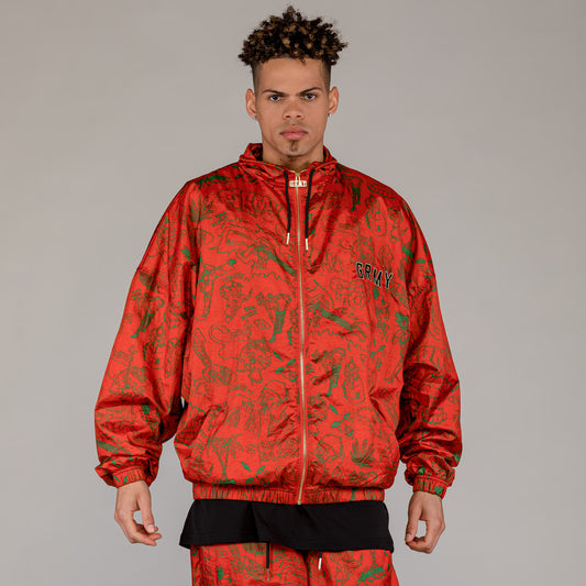 Men The Toughest Satin Track Jacket in Red