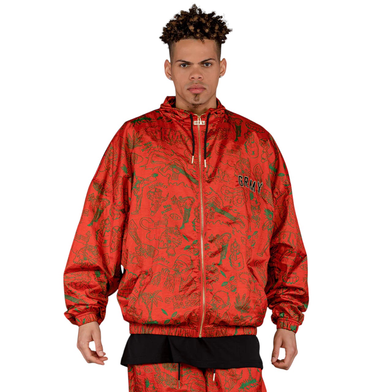 Men The Toughest Satin Track Jacket in Red