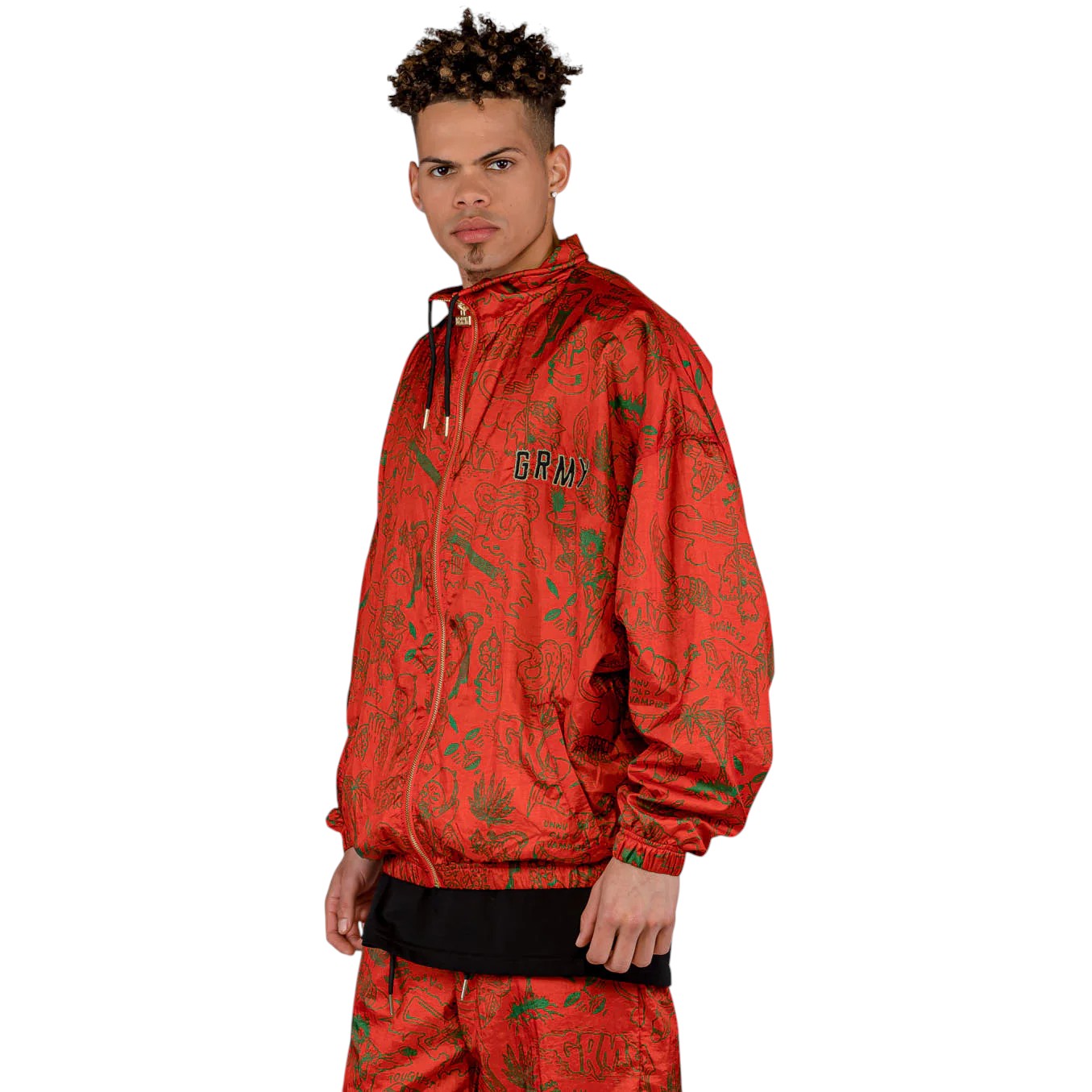 Men The Toughest Satin Track Jacket in Red