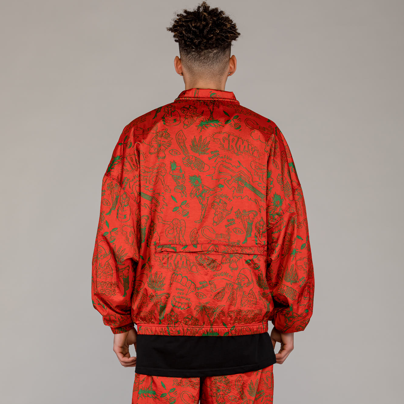 Men The Toughest Satin Track Jacket in Red