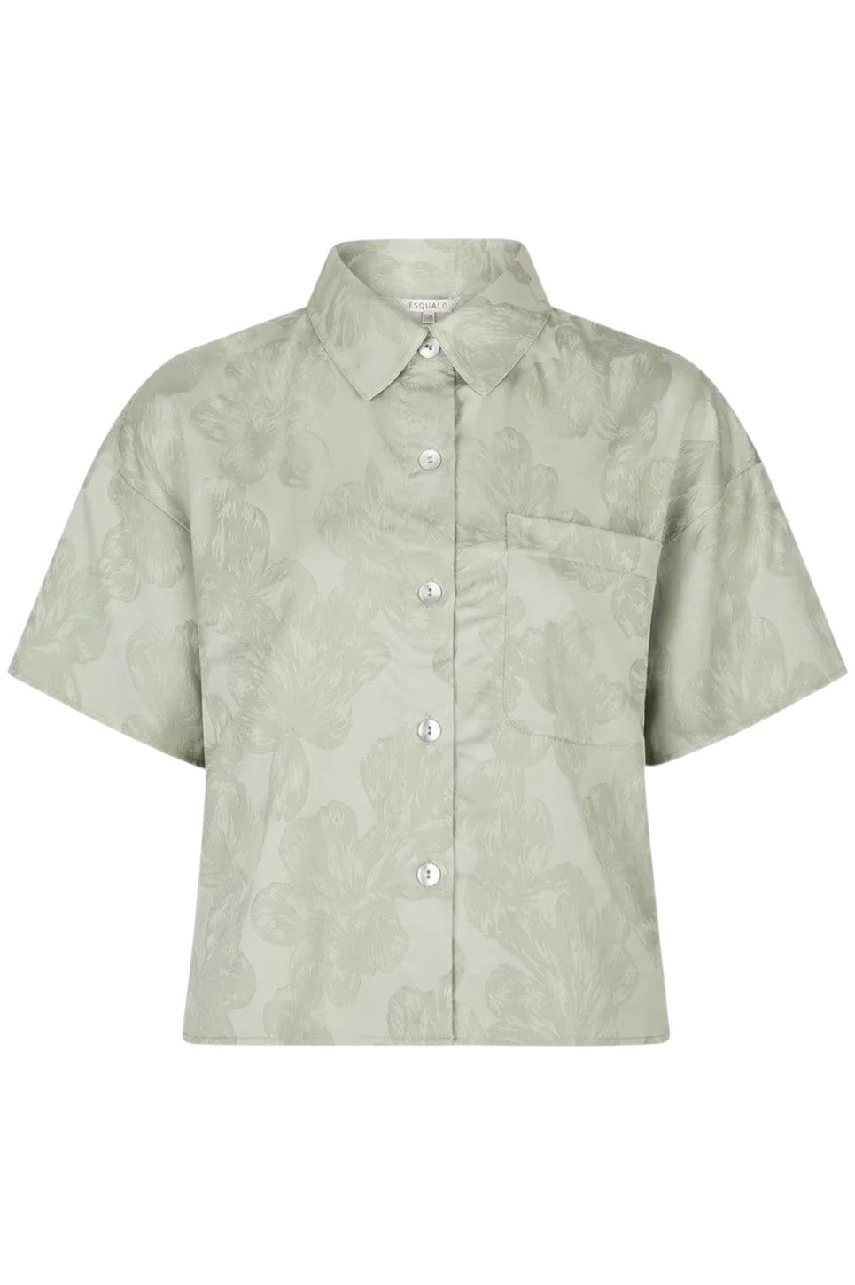 EsQualo BLOUSE JACQUARD LEAVES Soft Green