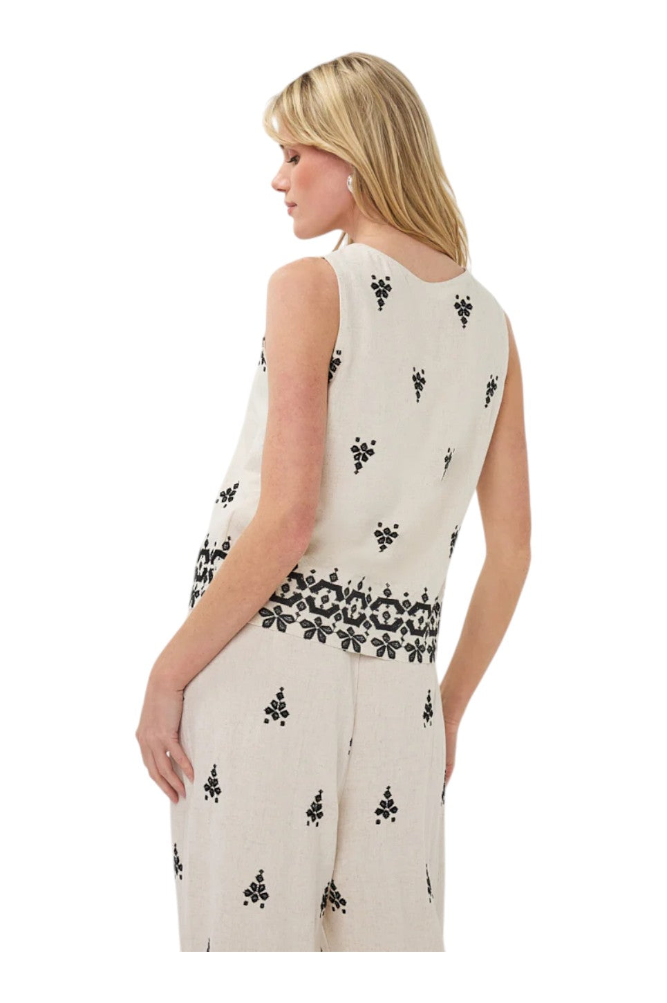 EsQualo Top Embroidery Natural