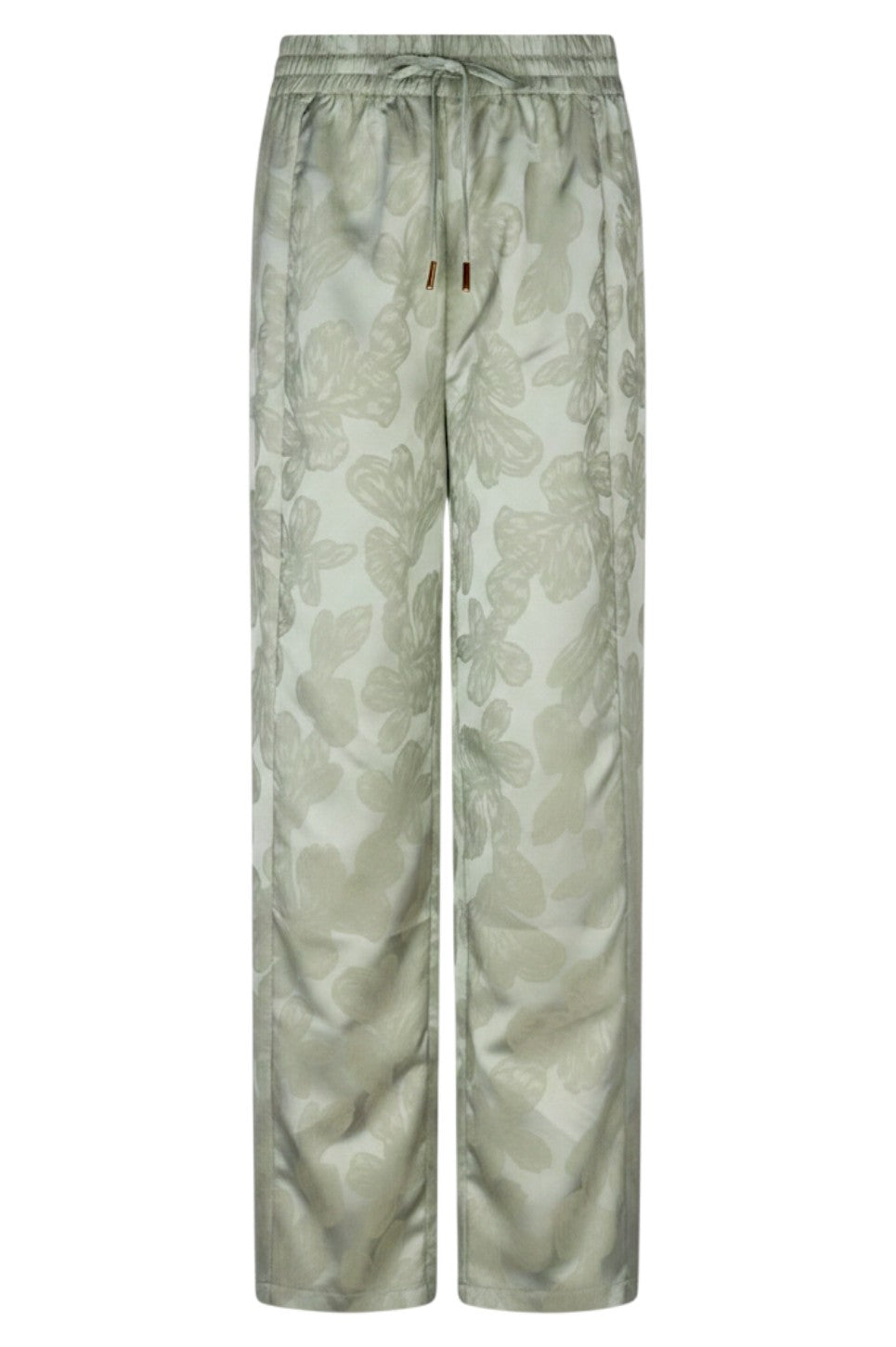 EsQualo Trousers Flower Jacquard Soft Green