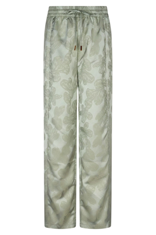 EsQualo Trousers Flower Jacquard Soft Green