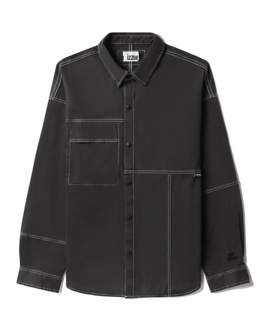 Izzue Mens Long Sleeve Shirt in Charcoal Color