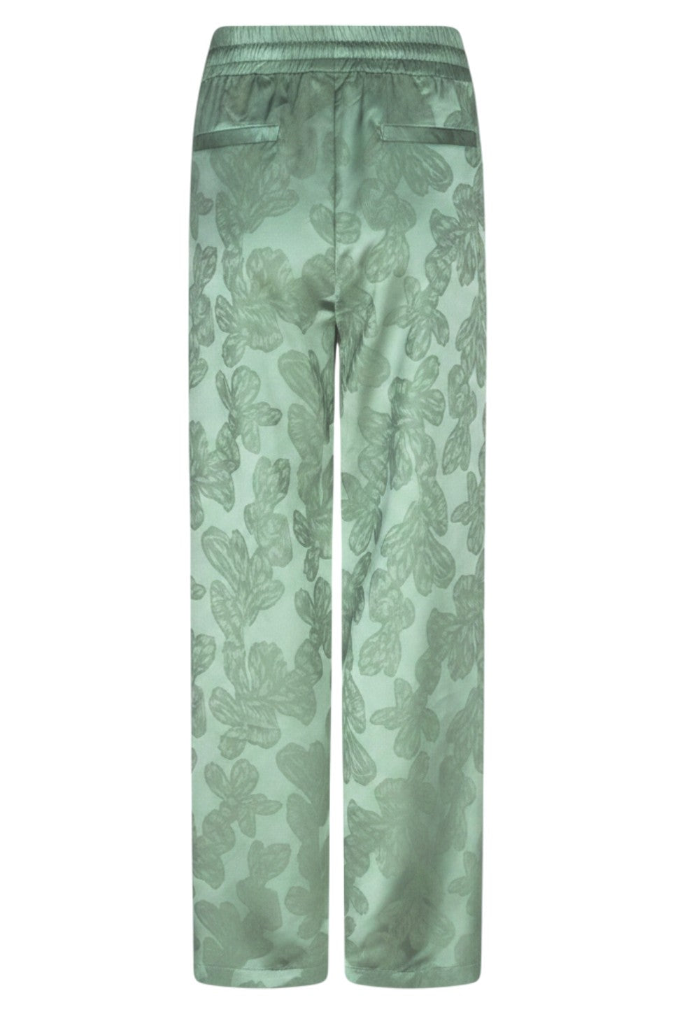 EsQualo Trousers Flower Jacquard Soft Green