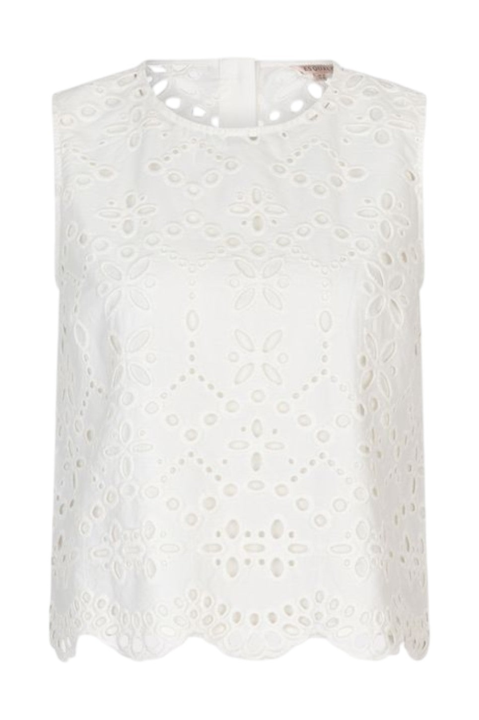 EsQualo TOP BRODERIE ANGLAISE Off White