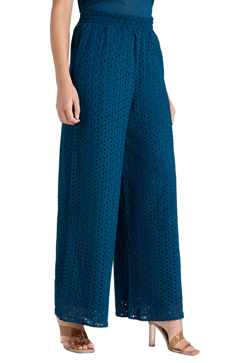Woven Schiffli Wide Leg Pants