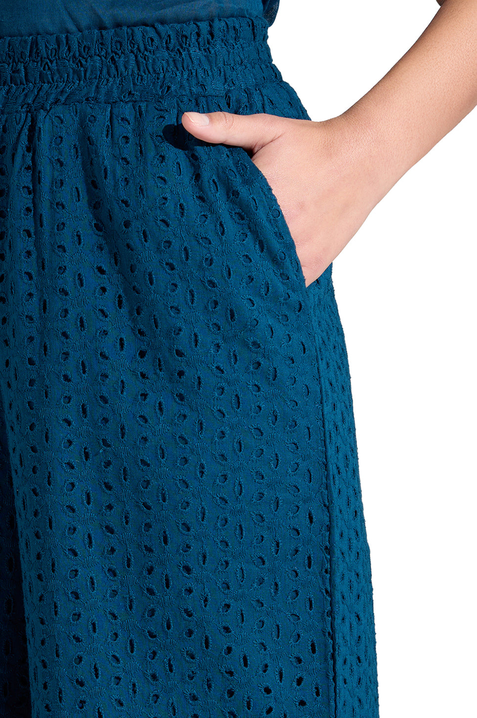 Woven Schiffli Wide Leg Pants