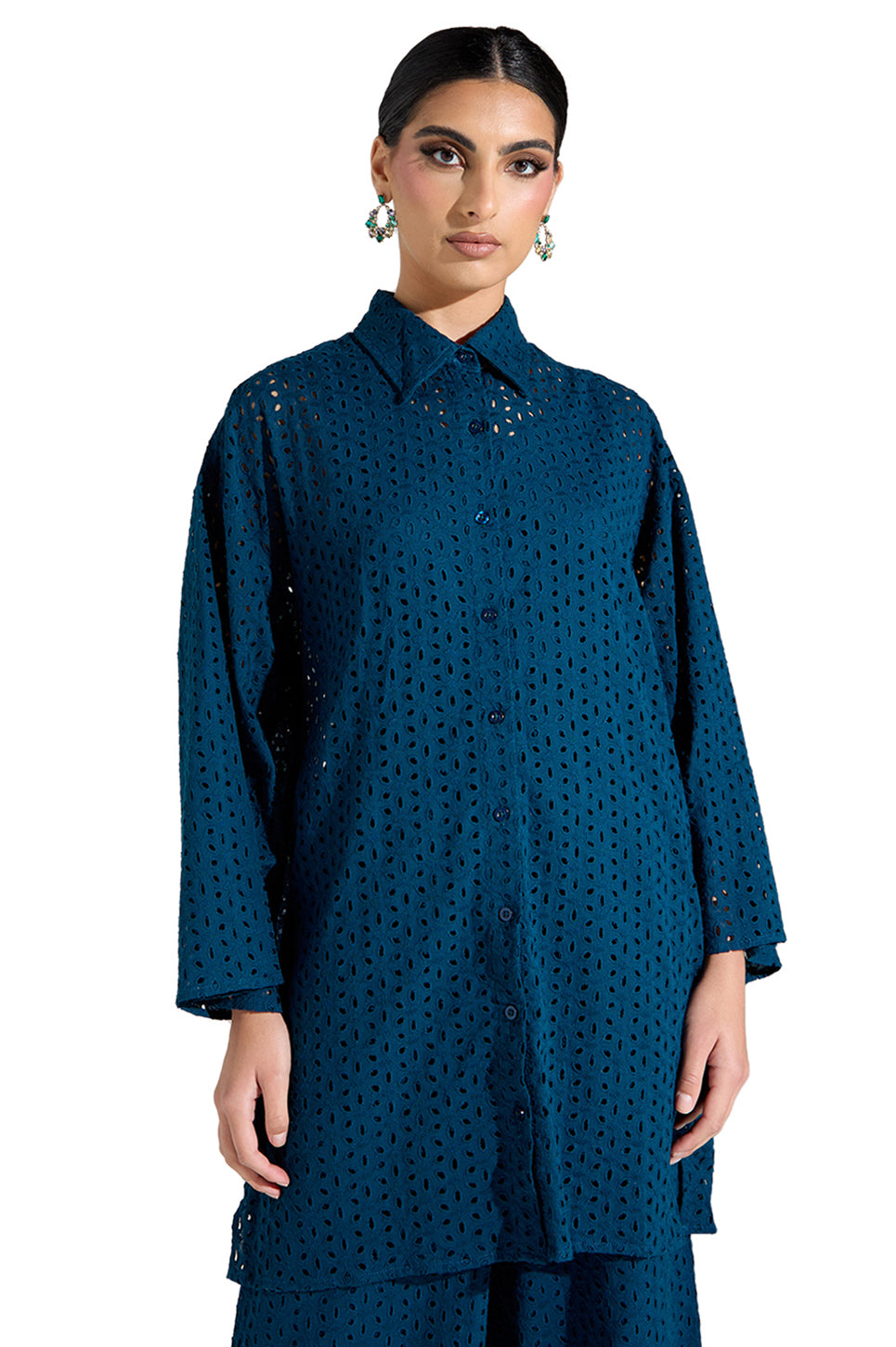 Woven Women Schiffli Tunic Shirt
