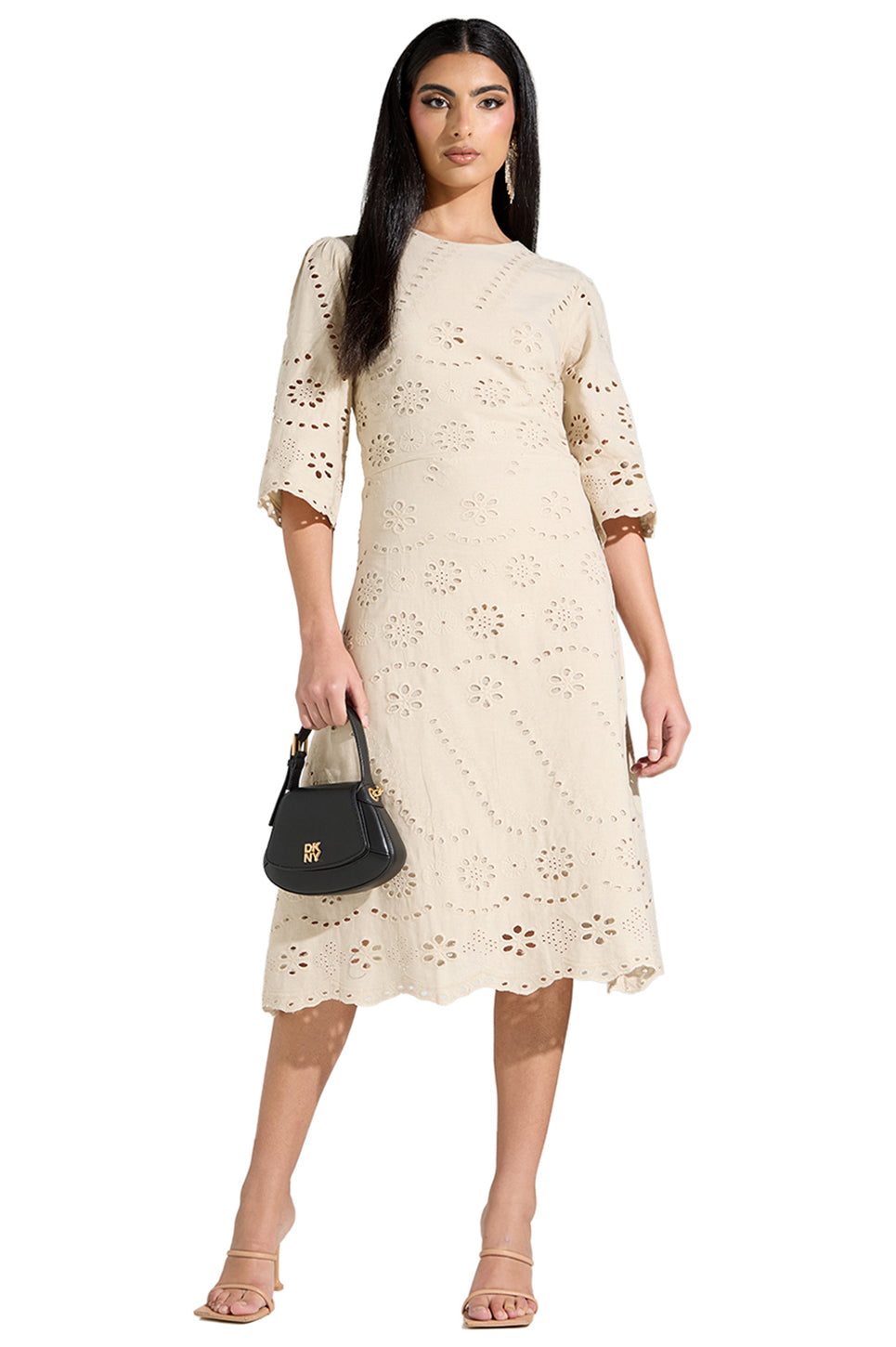 Floral Eyelet Midi Dress