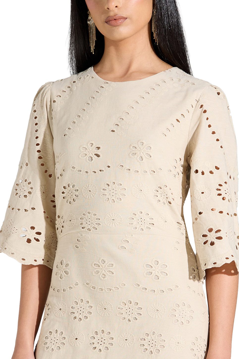 Floral Eyelet Midi Dress