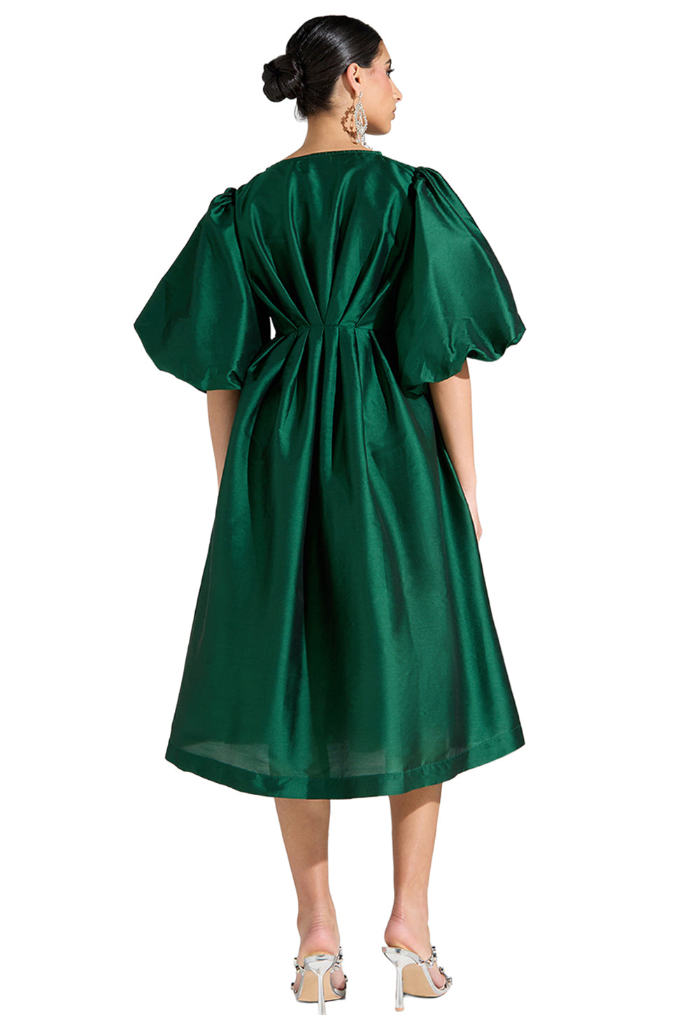 Satin Puff Sleeve Dress