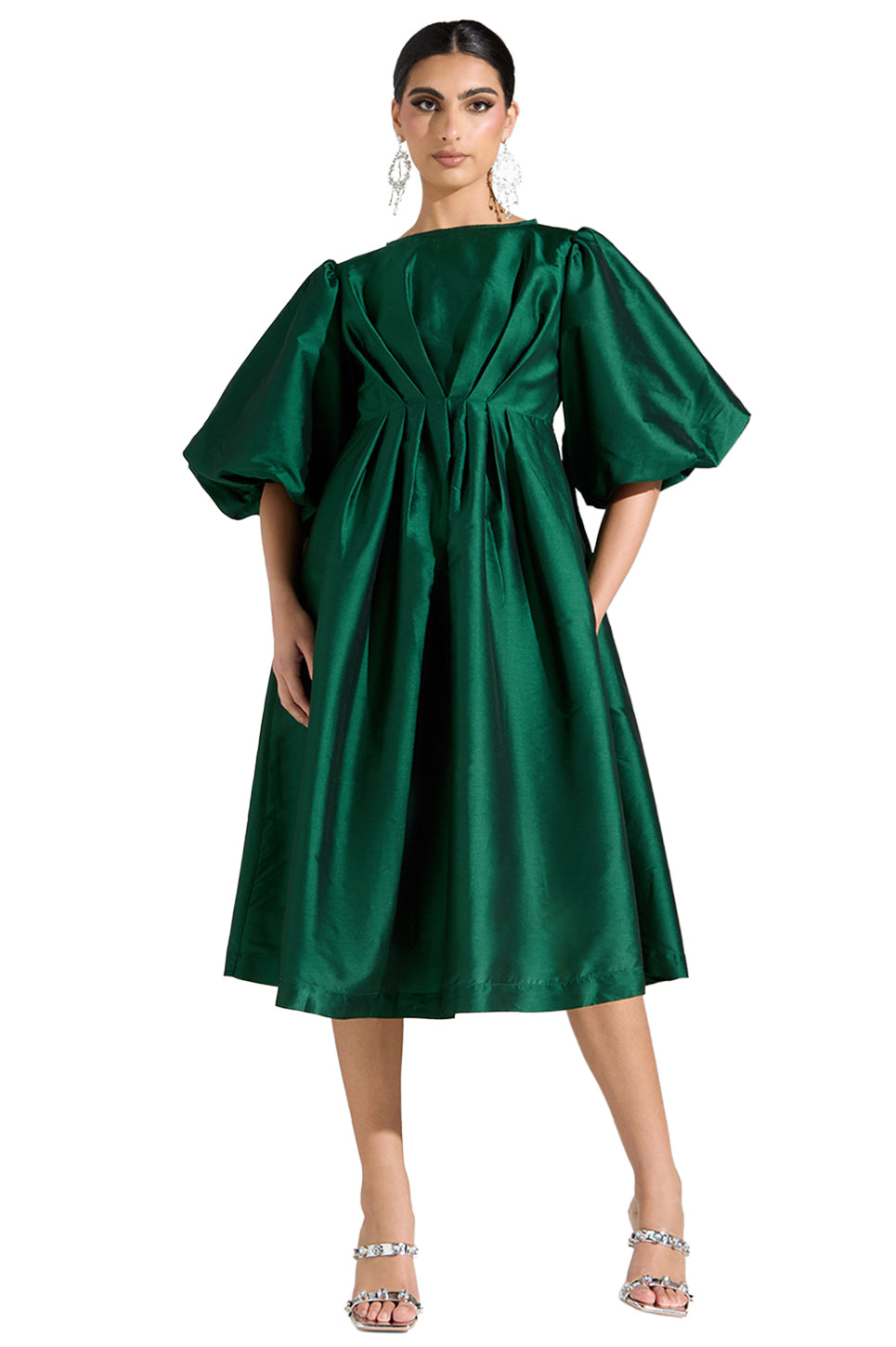 Satin Puff Sleeve Dress