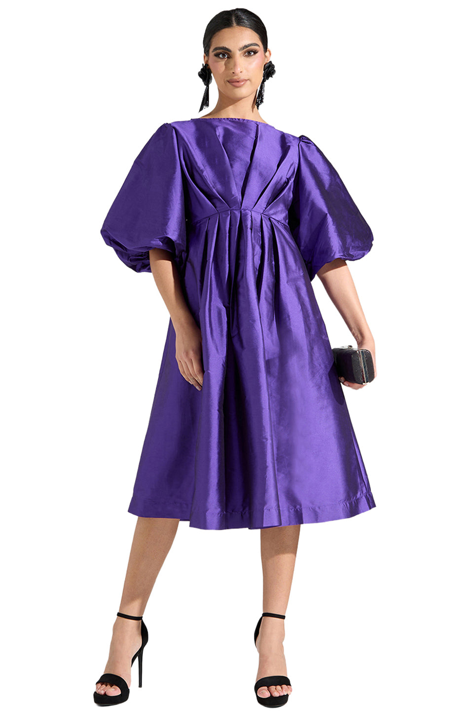 Satin Puff Sleeve Dress