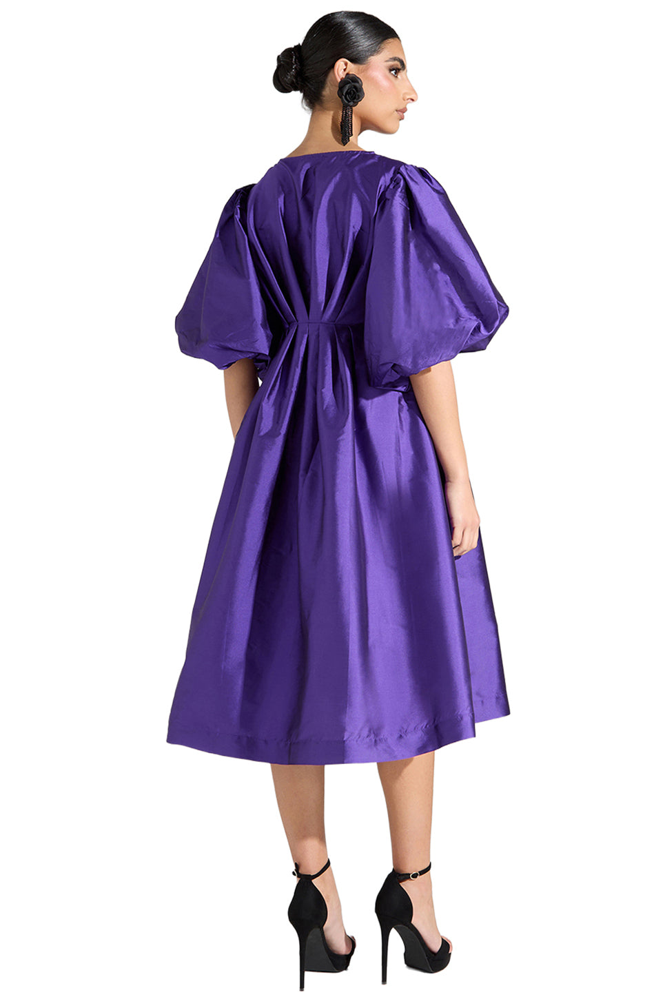 Satin Puff Sleeve Dress