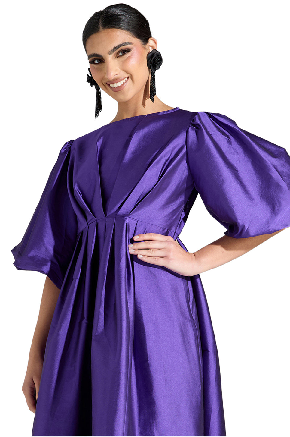 Satin Puff Sleeve Dress
