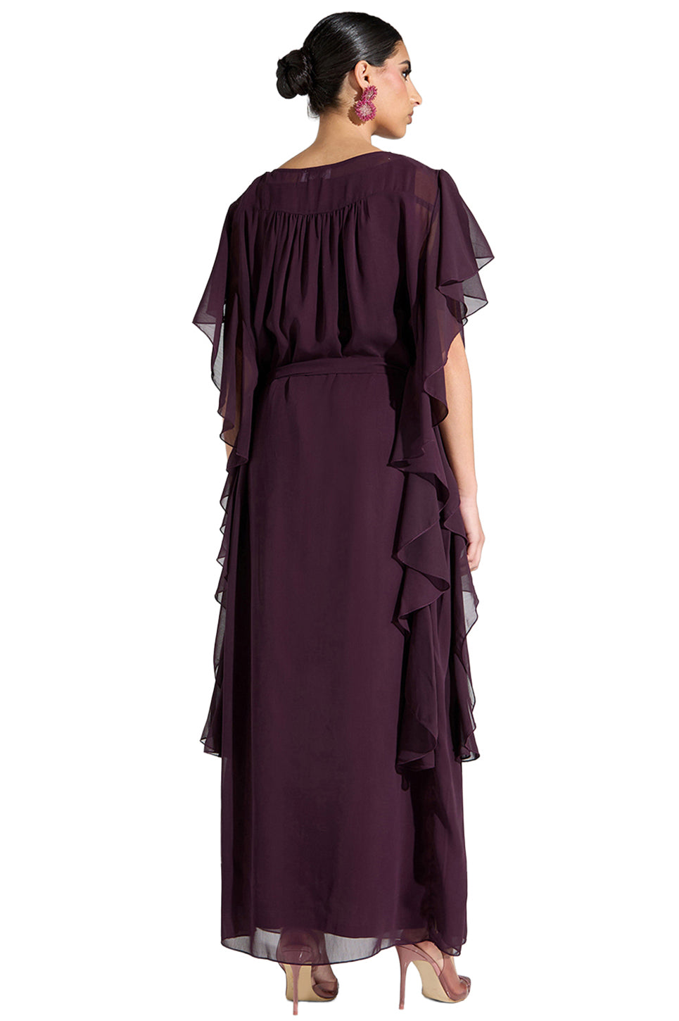 Georgette Side Frill Maxi Dress