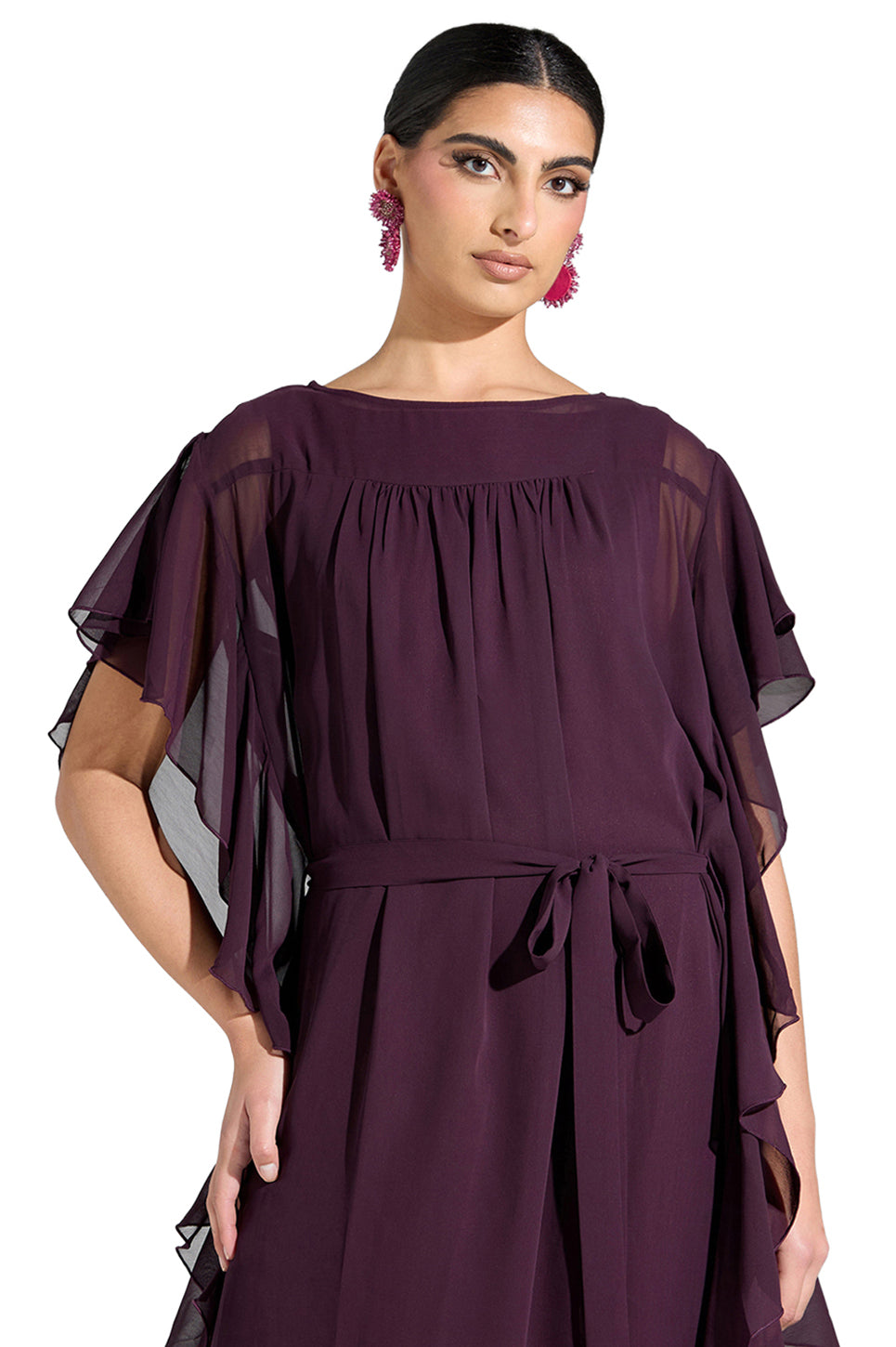 Georgette Side Frill Maxi Dress