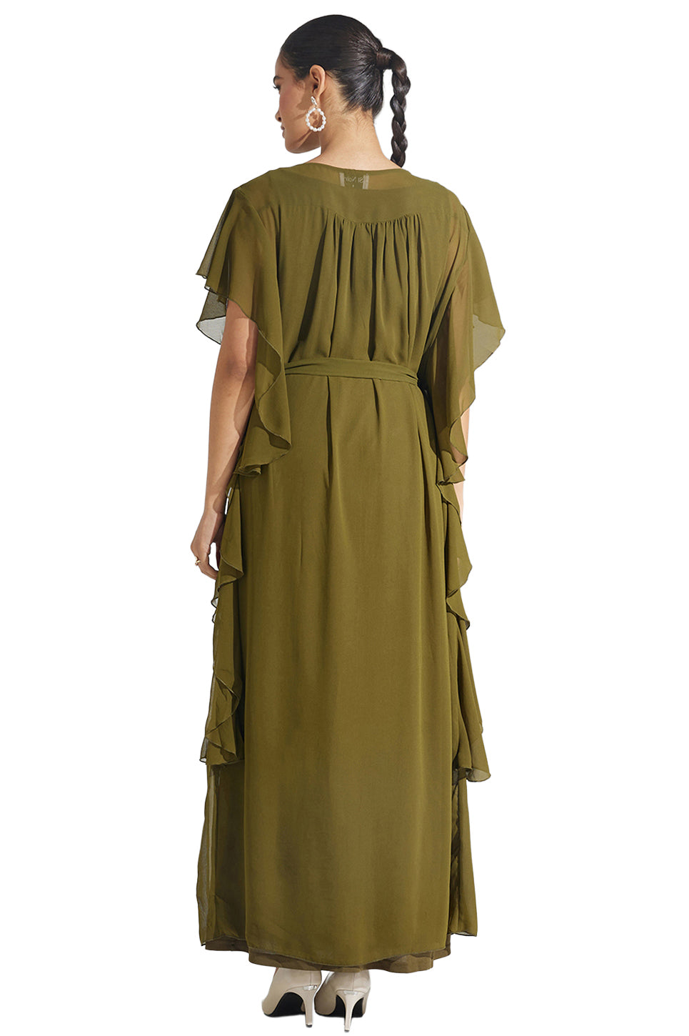 Olive Ruffle Maxi Dress