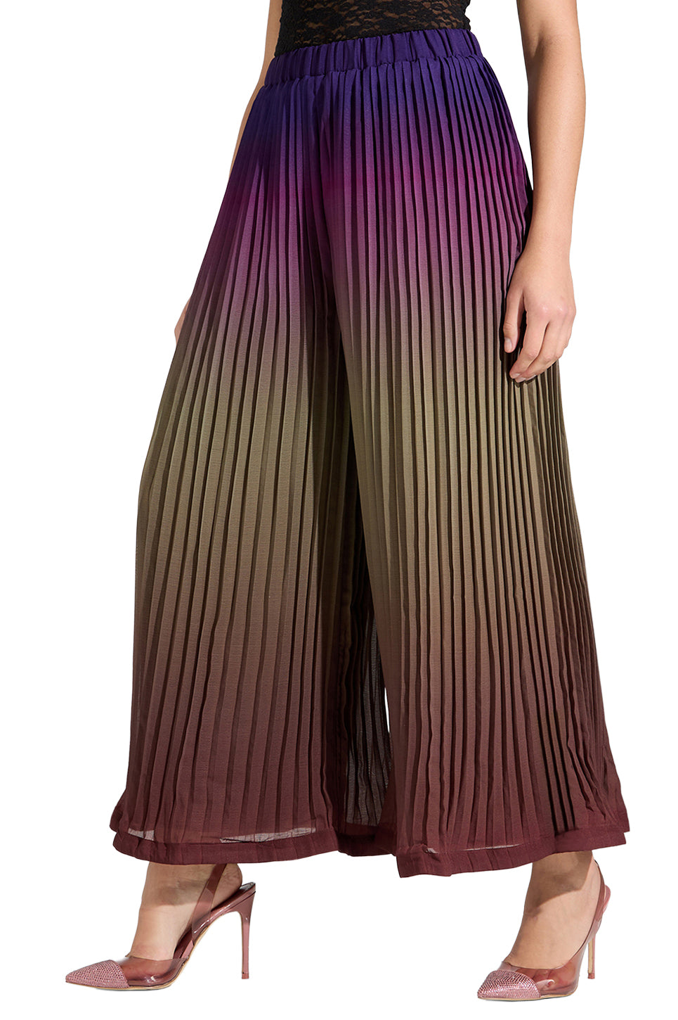 Pleated Ombre Wide Leg Pants