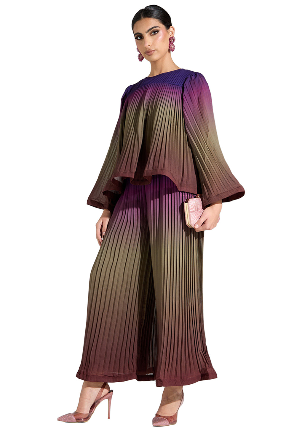Pleated Ombre Wide Leg Pants