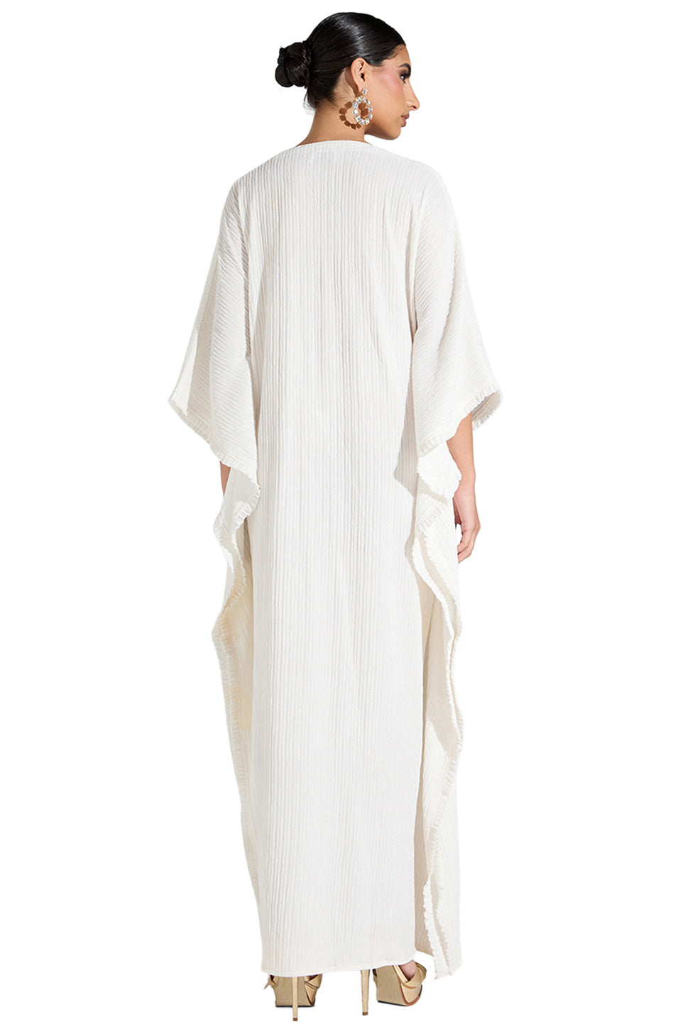 Satin Ruched Waist Kaftan Dress