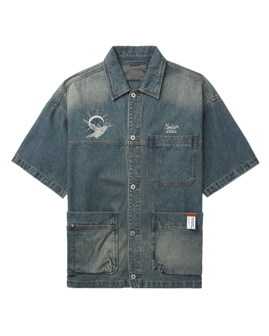 BIRD EMBROIDERED DENIM SHIRT