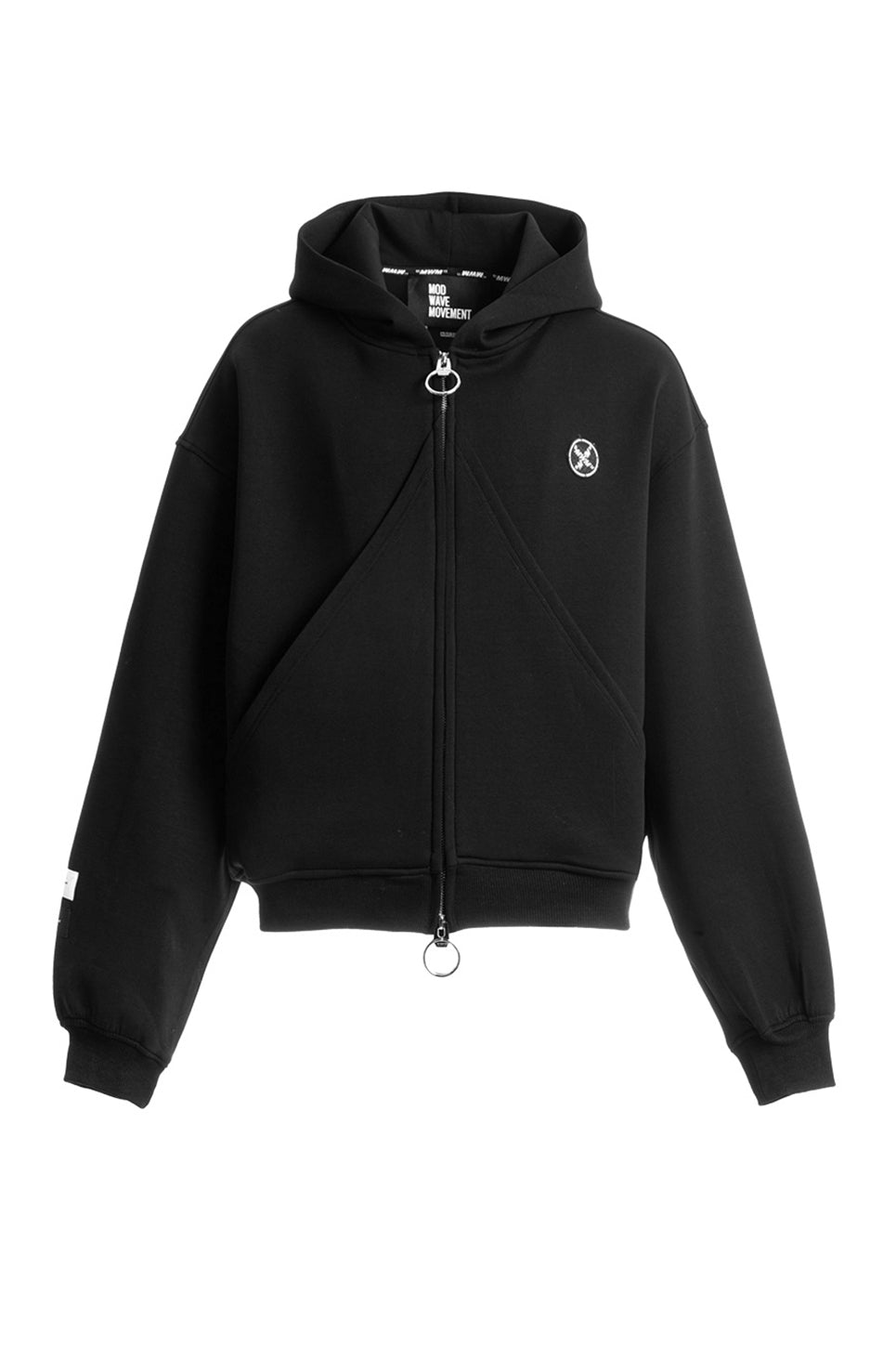 MWM Black Oversized Cropped Hoodie Triangle Pockets