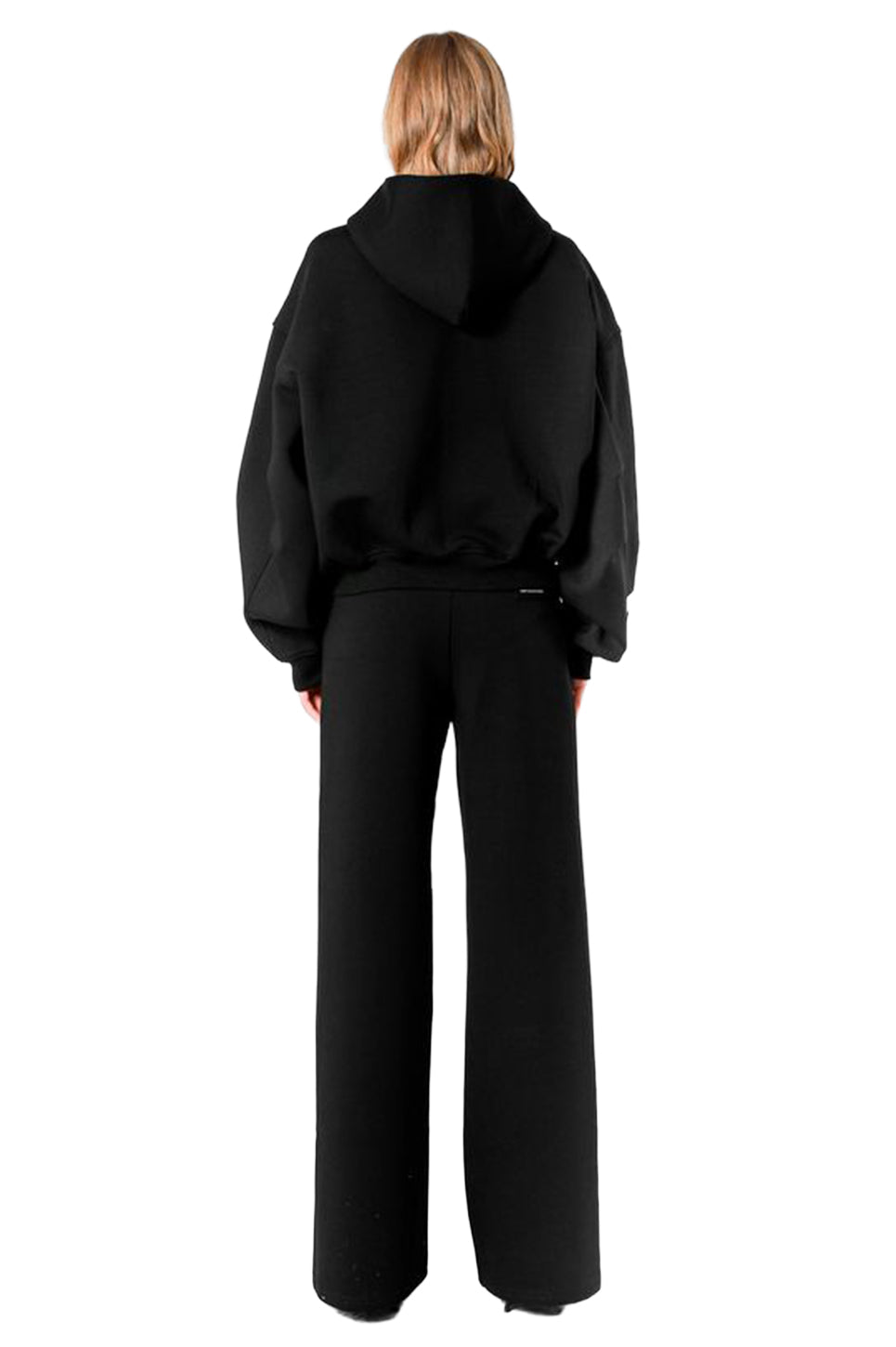 MWM Black Oversized Cropped Hoodie Triangle Pockets