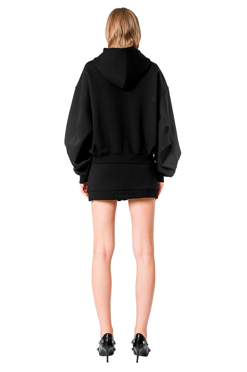 MWM Black Oversized Cropped Hoodie Triangle Pockets