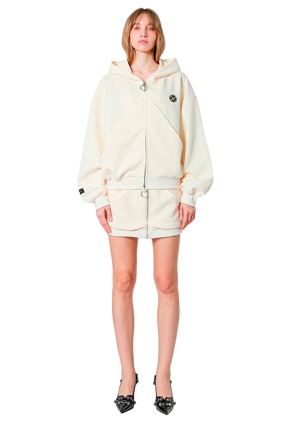 MWM Black Oversized Cropped Hoodie Triangle Pockets