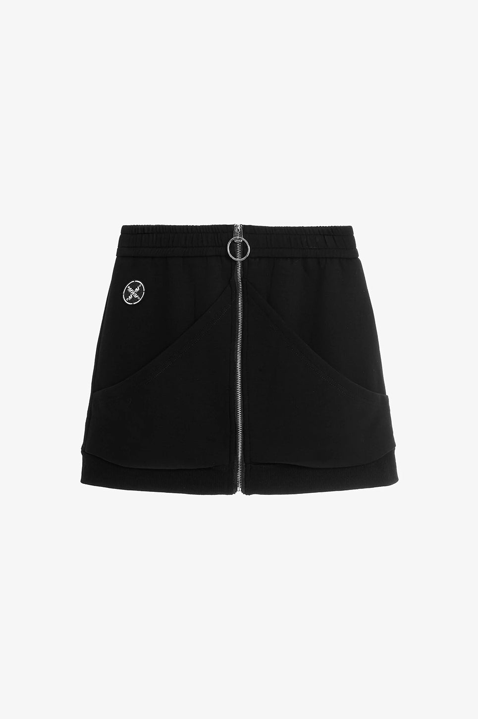 MWM Black Triangle Pocket Front Zip Mini Skirt