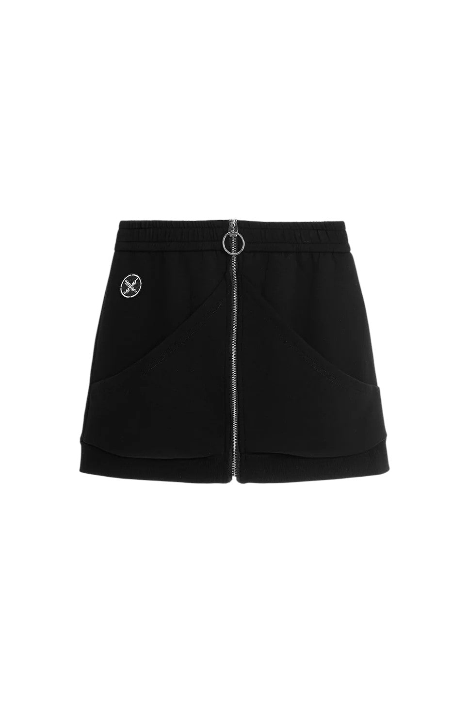 MWM Black Triangle Pocket Front Zip Mini Skirt