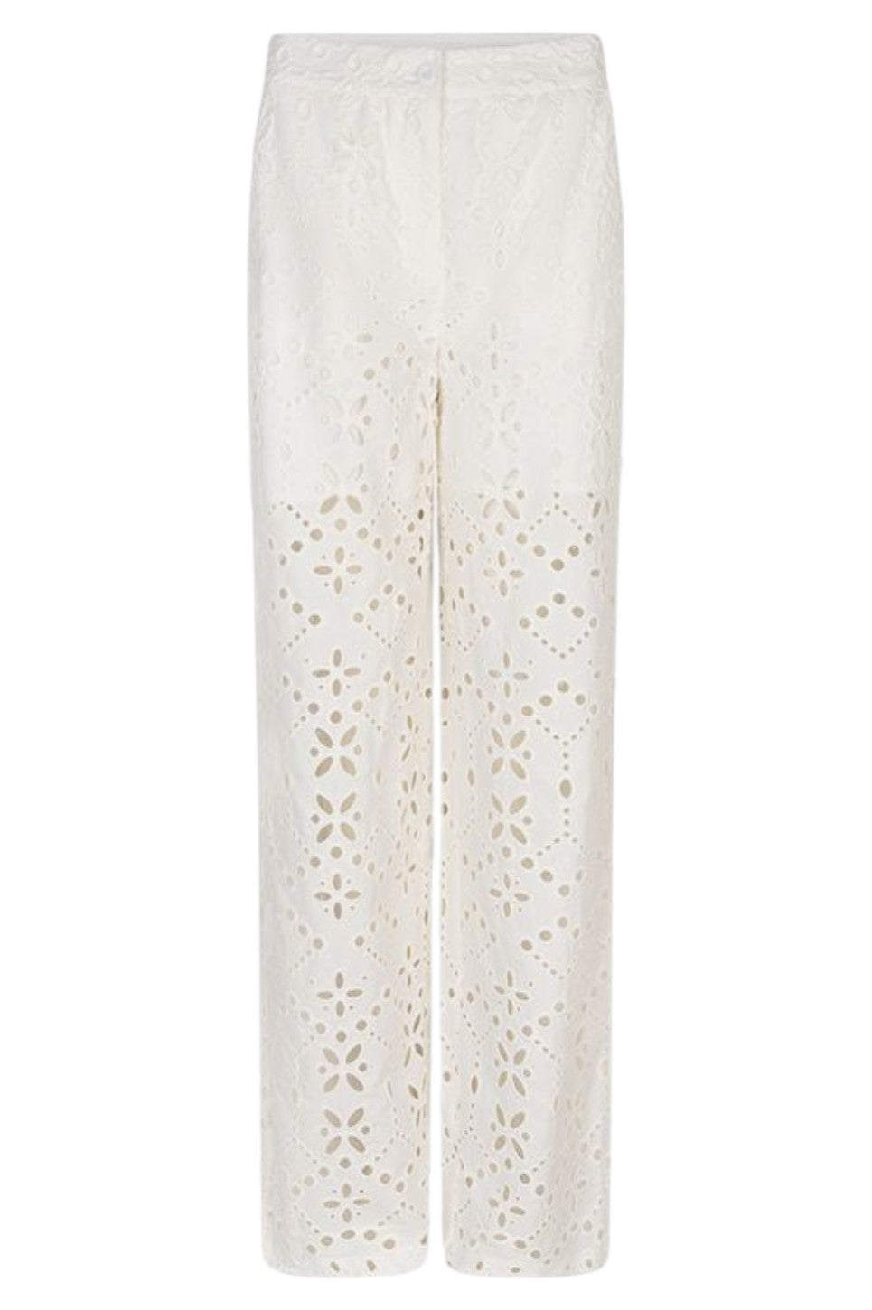 EsQualo Trousers Broderie Anglaise Off White