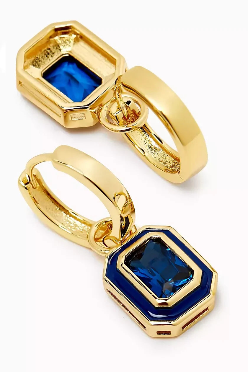 Bezel Huggies- Navy- Gold