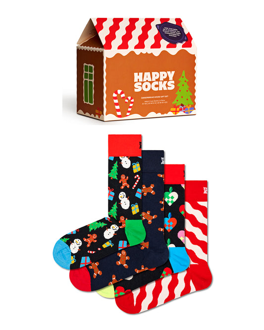 4-Pack Gingerbread House Socks Gift Set
