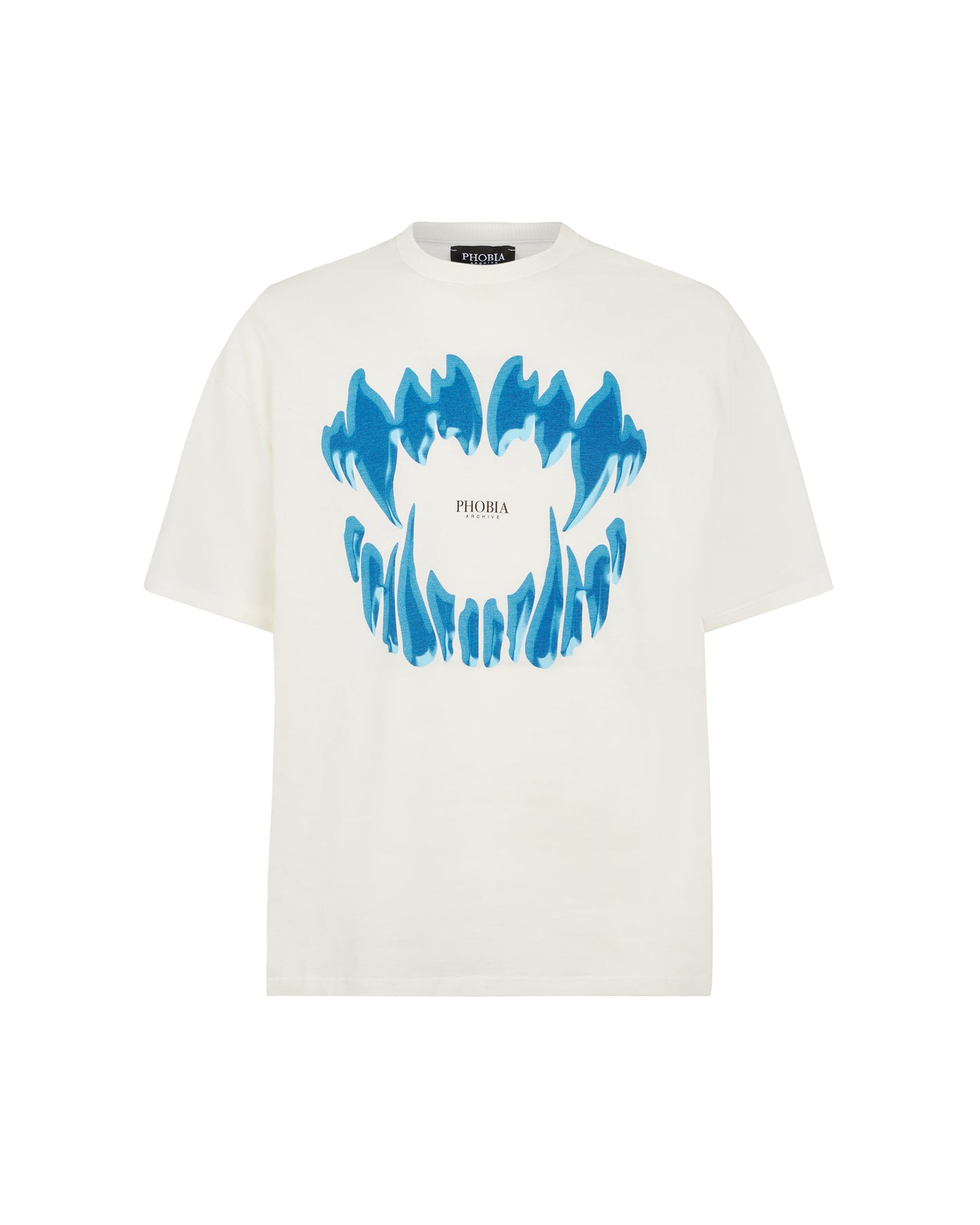 Men Blue Mouth Print T-shirt in White