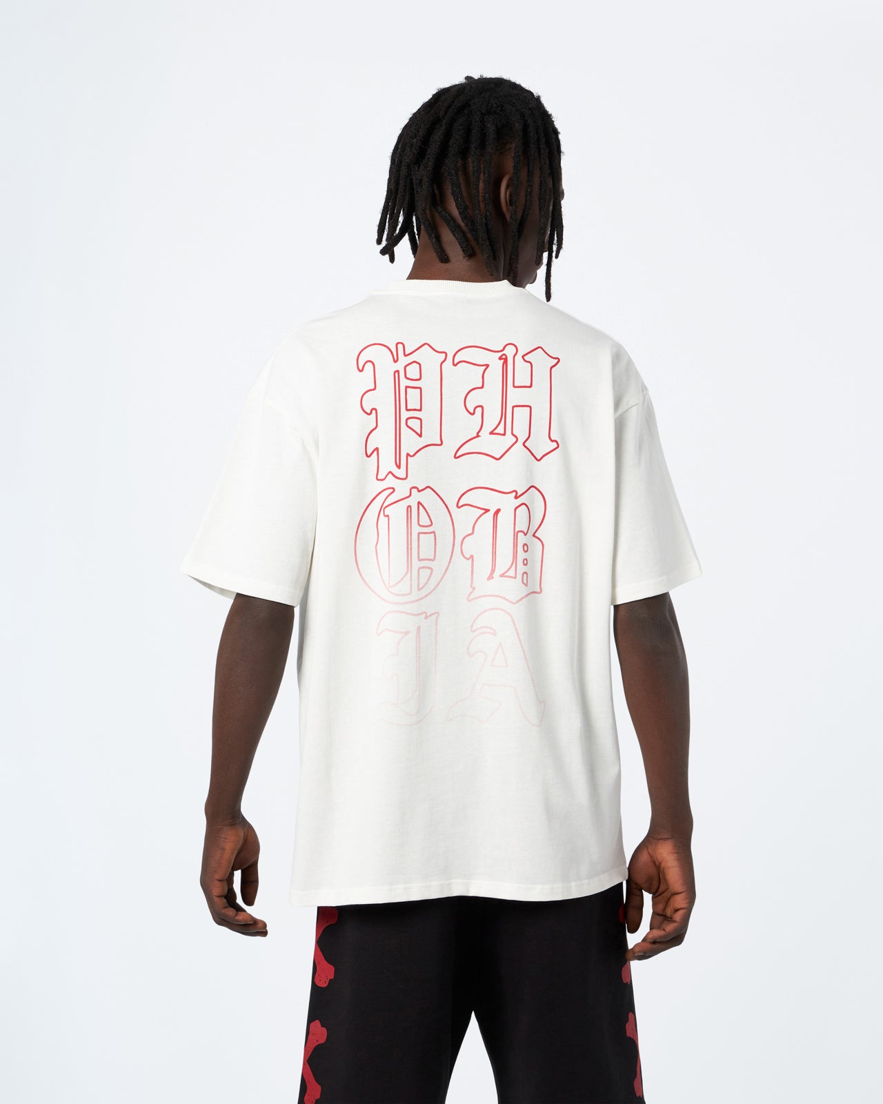Men Red Mouth Print T-shirt in White