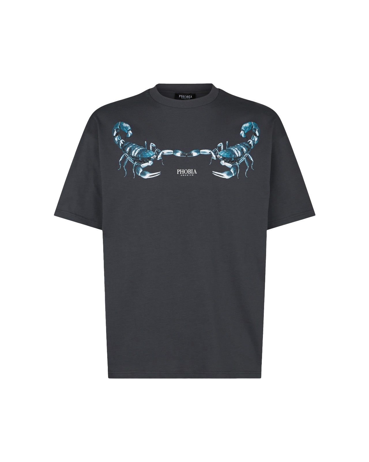 Men Light Blue Scorpion Print T-shirt in Grey