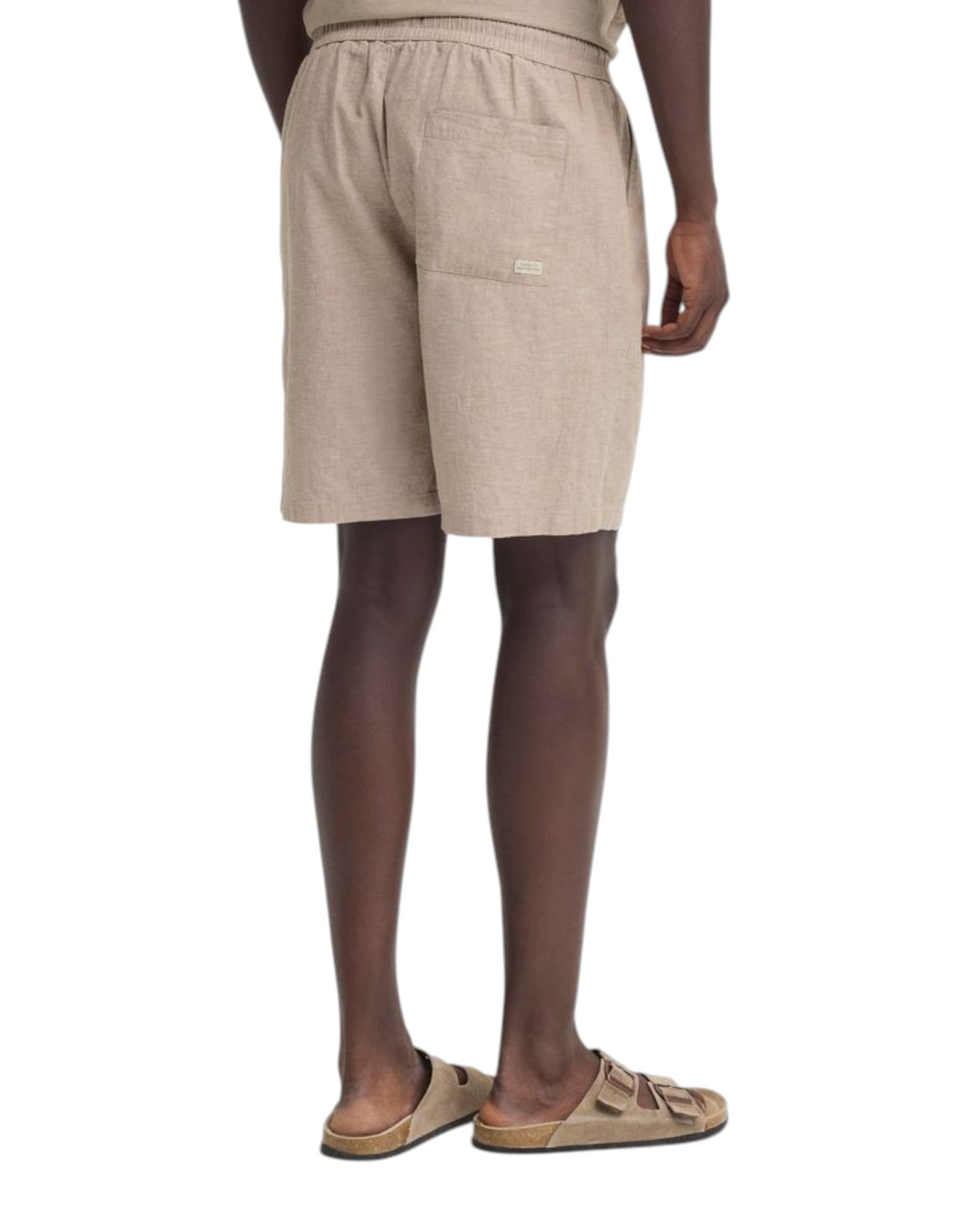 Blend Linen Casual Drawstring Shorts Crockery