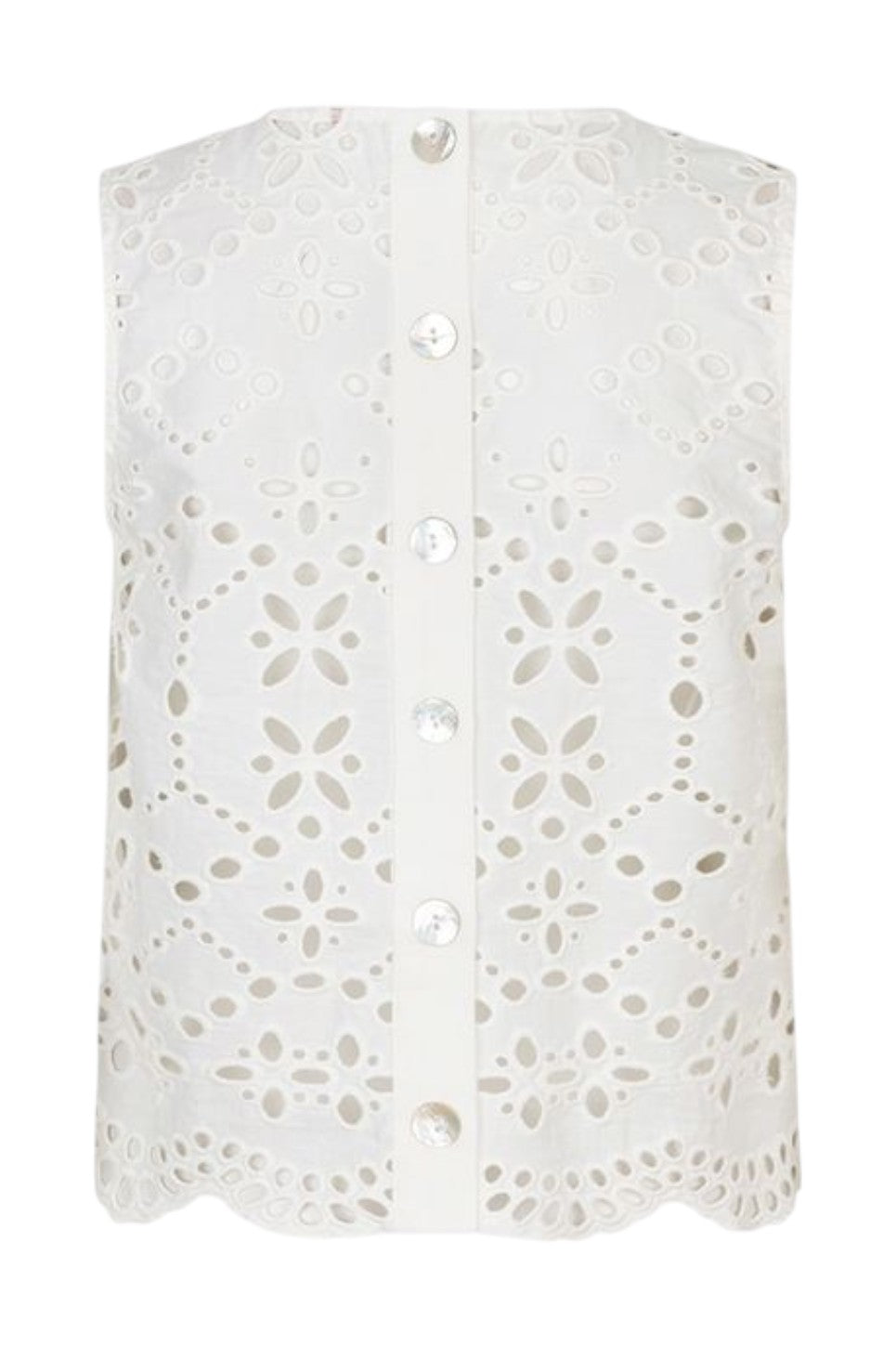 EsQualo TOP BRODERIE ANGLAISE Off White